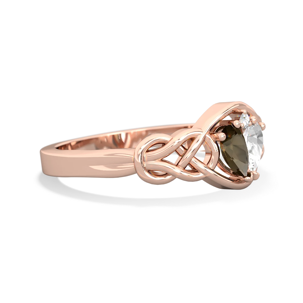 Smoky Quartz Celtic Love Knot 14K Rose Gold ring R5420