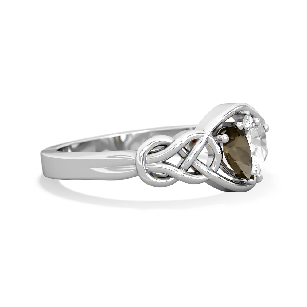 Smoky Quartz Celtic Love Knot 14K White Gold ring R5420