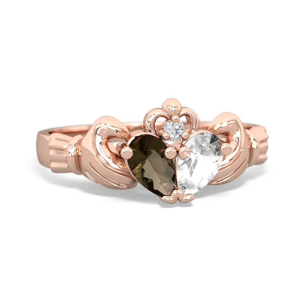 Smoky Quartz 'Our Heart' Claddagh 14K Rose Gold ring R2388