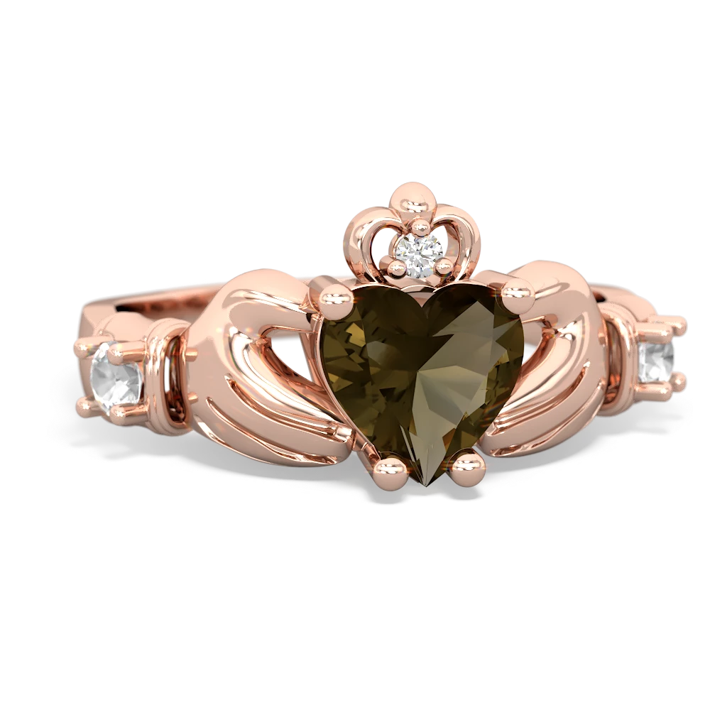 Smoky Quartz Claddagh Keepsake 14K Rose Gold ring R5245