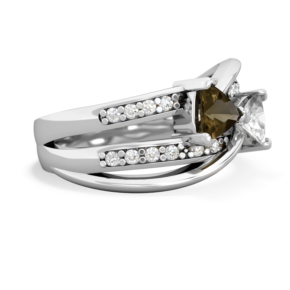 Smoky Quartz Bowtie 14K White Gold ring R2360