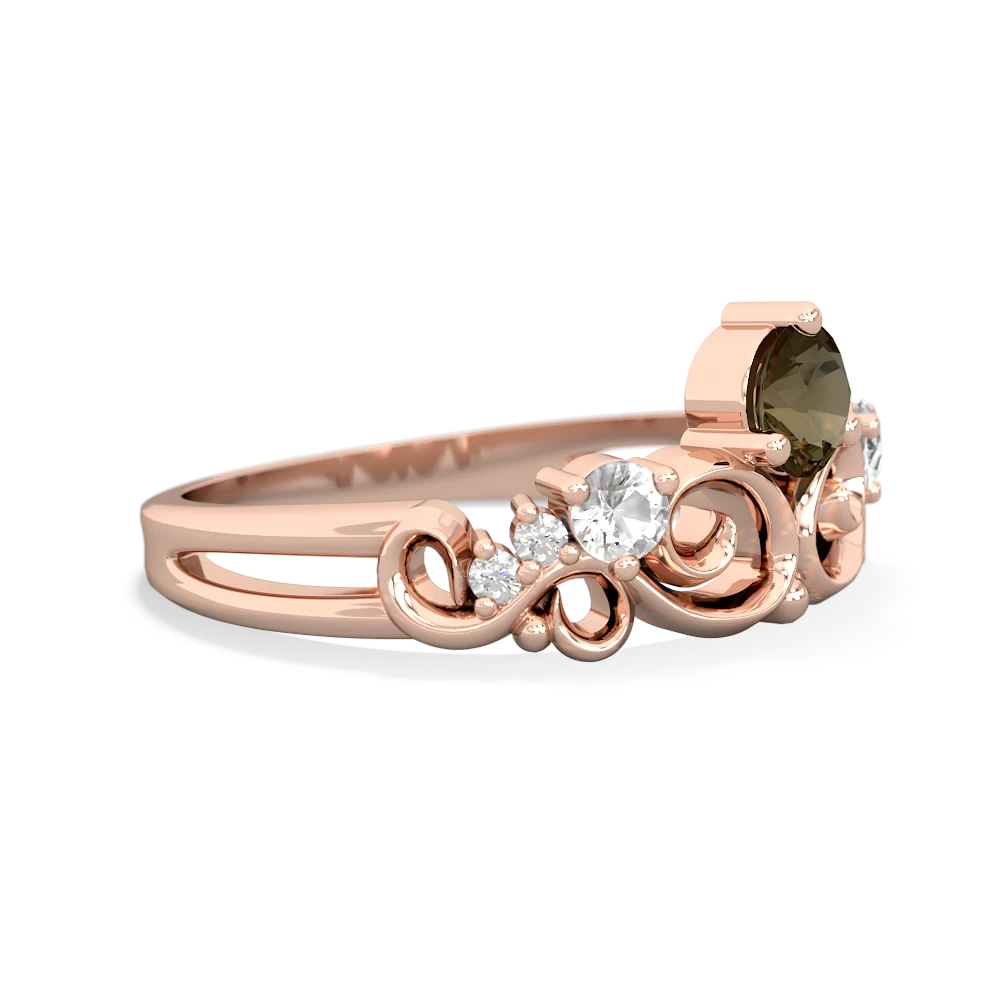 Smoky Quartz Crown Keepsake 14K Rose Gold ring R5740