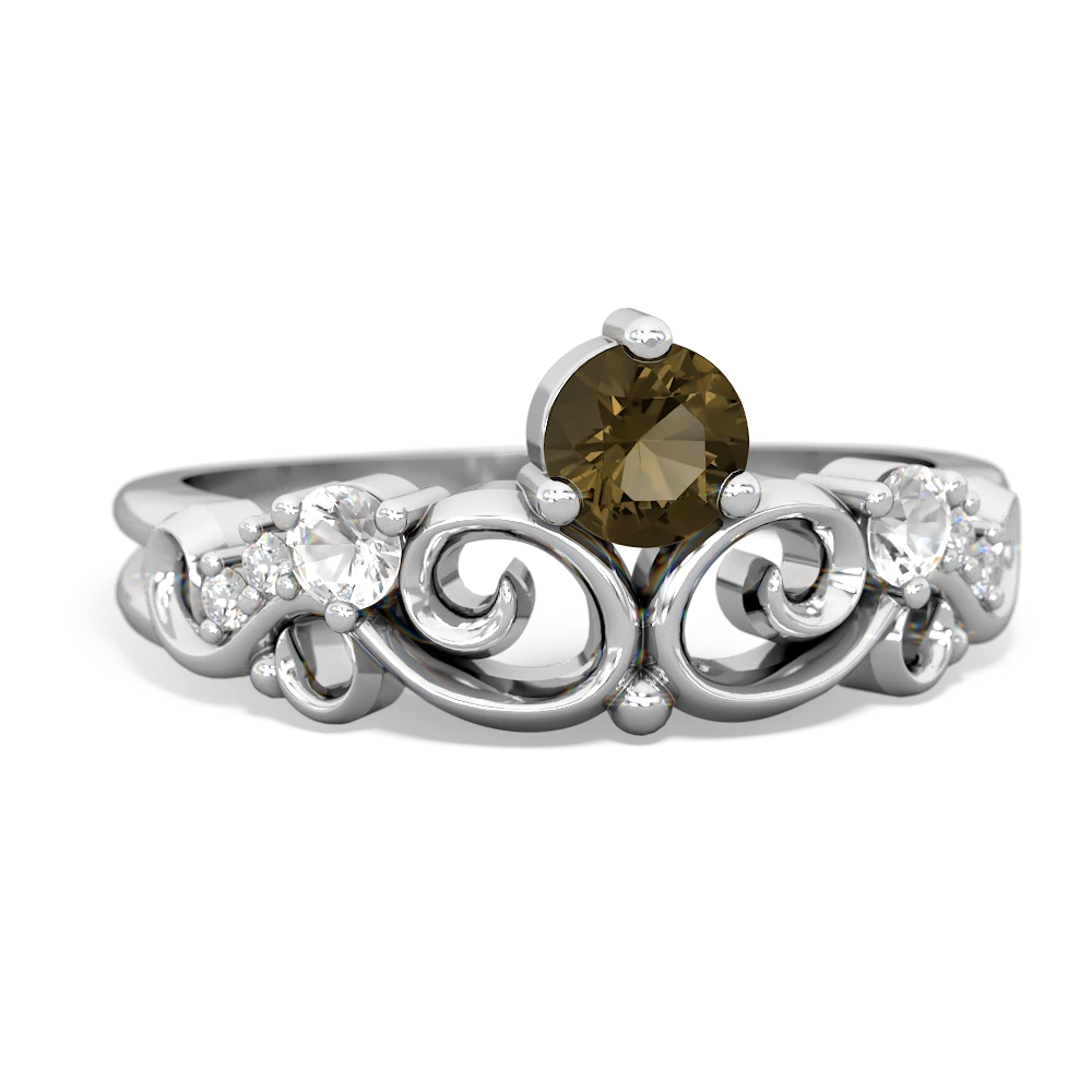 Smoky Quartz Crown Keepsake 14K White Gold ring R5740