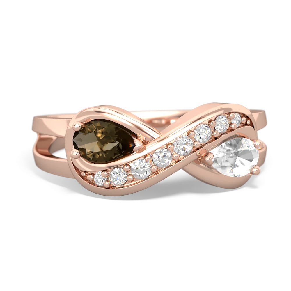 Smoky Quartz Diamond Infinity 14K Rose Gold ring R5390