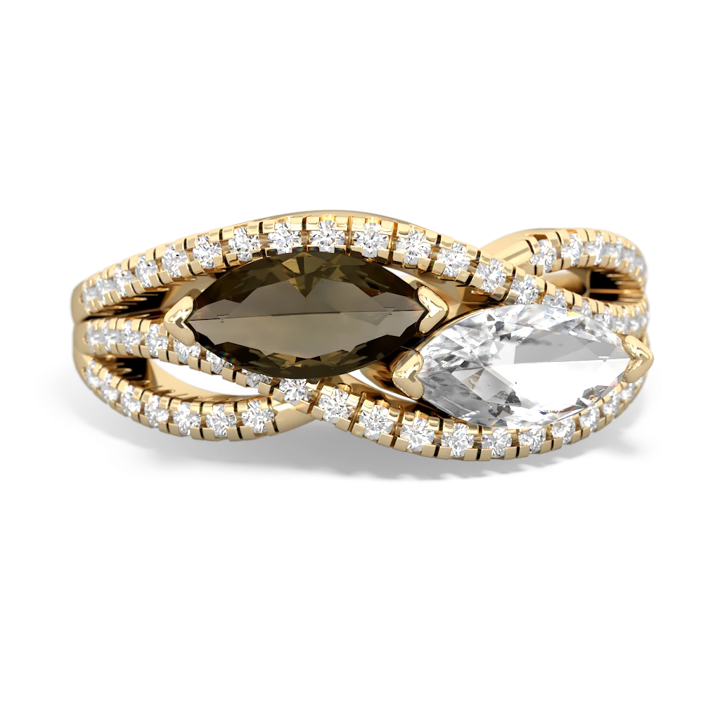 Smoky Quartz Diamond Rivers 14K Yellow Gold ring R3070