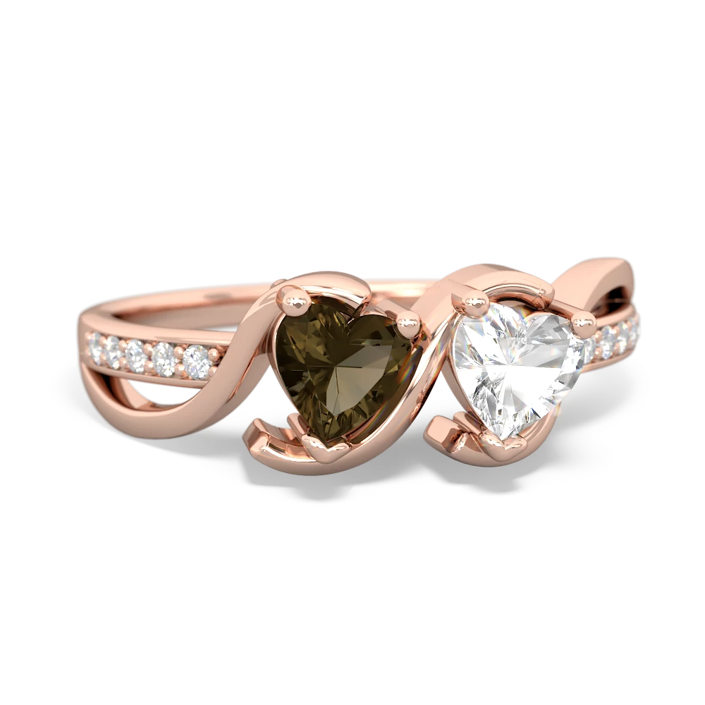 Smoky Quartz Side By Side 14K Rose Gold ring R3090