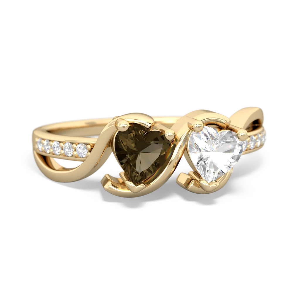 Smoky Quartz Side By Side 14K Yellow Gold ring R3090