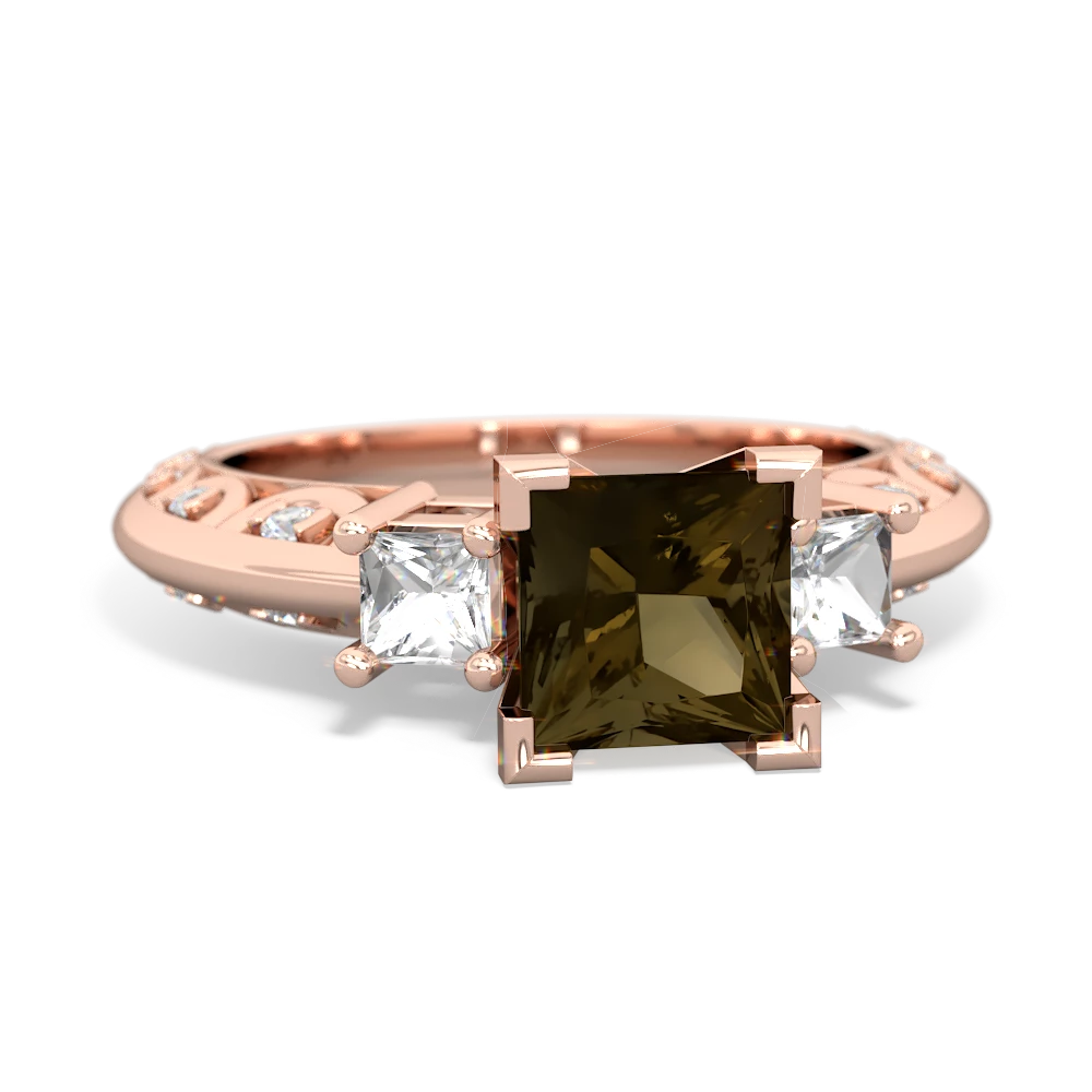 Smoky Quartz Eternal Embrace Engagement 14K Rose Gold ring C2001
