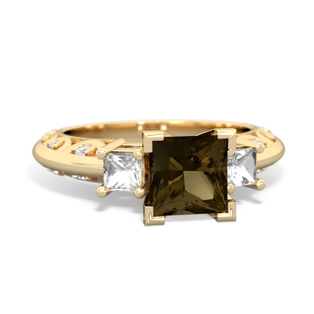 Smoky Quartz Eternal Embrace Engagement 14K Yellow Gold ring C2001