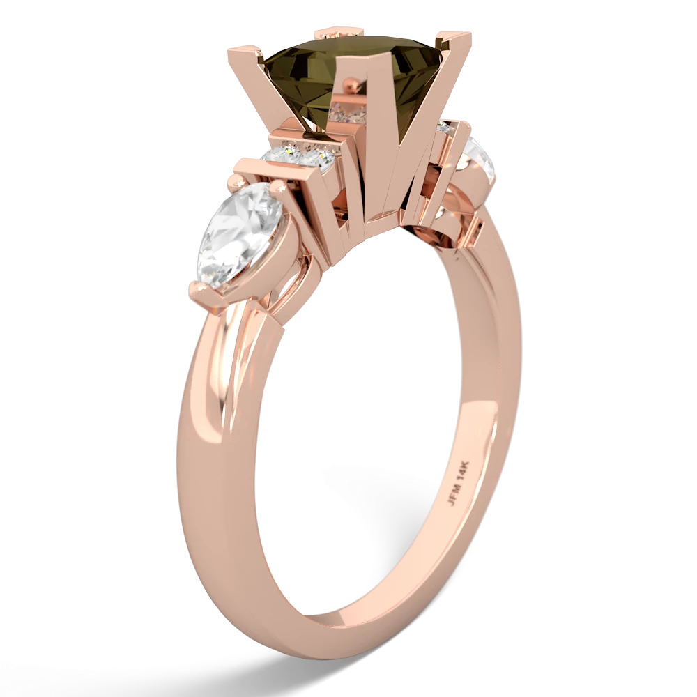 Smoky Quartz 6Mm Princess Eternal Embrace Engagement 14K Rose Gold ring C2002