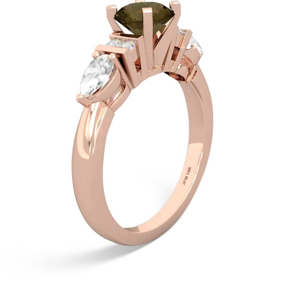 Smoky Quartz 6Mm Round Eternal Embrace Engagement 14K Rose Gold ring R2005