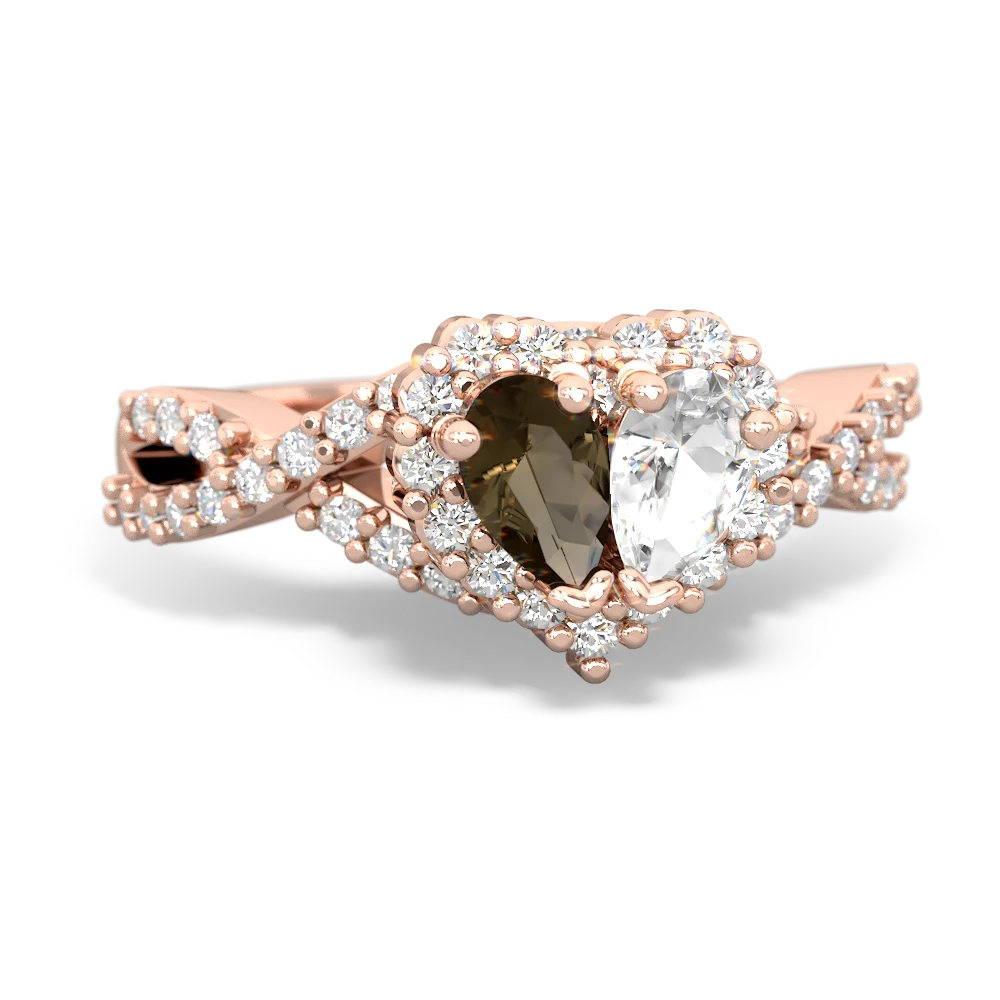 Smoky Quartz Diamond Twist 'One Heart' 14K Rose Gold ring R2640HRT