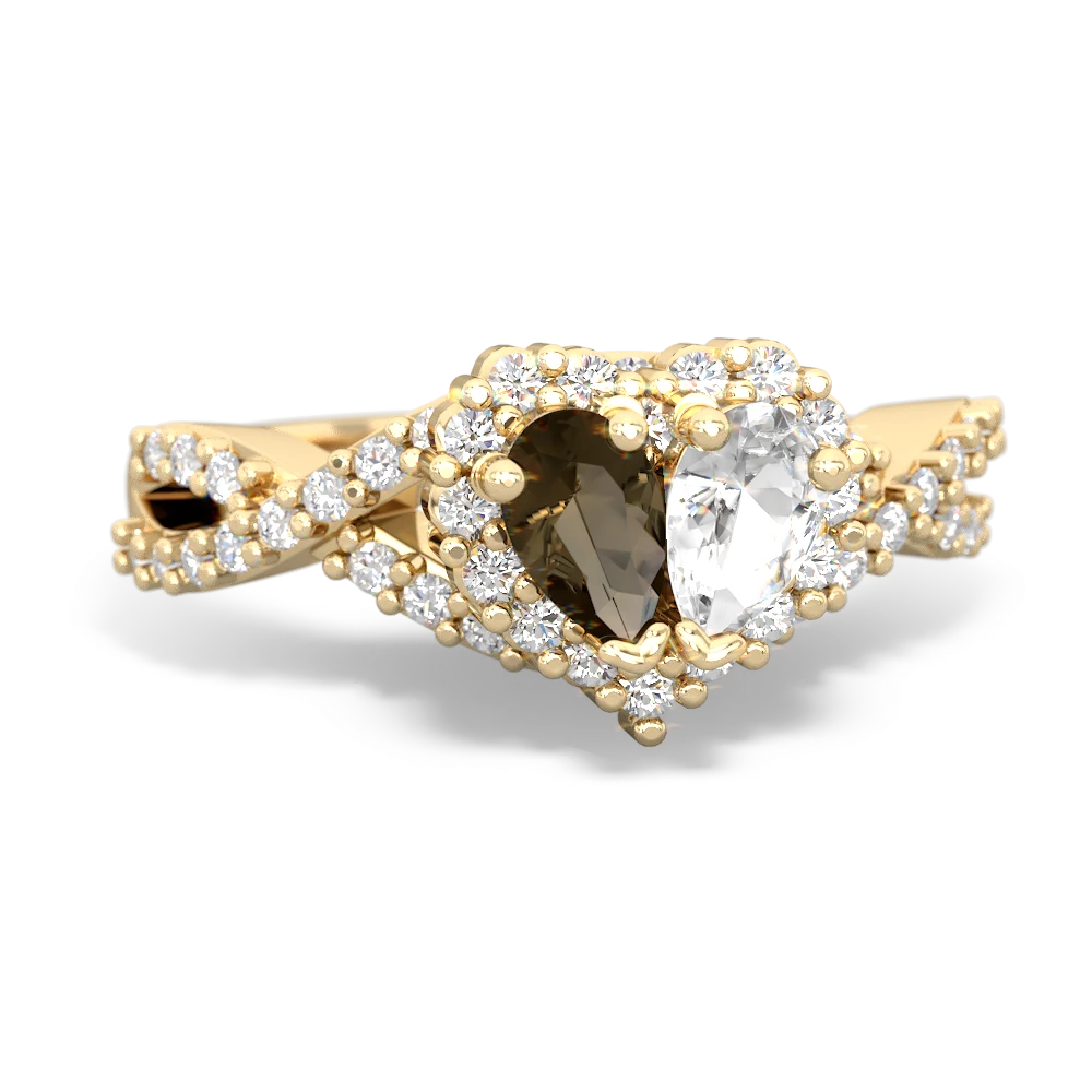 Smoky Quartz Diamond Twist 'One Heart' 14K Yellow Gold ring R2640HRT