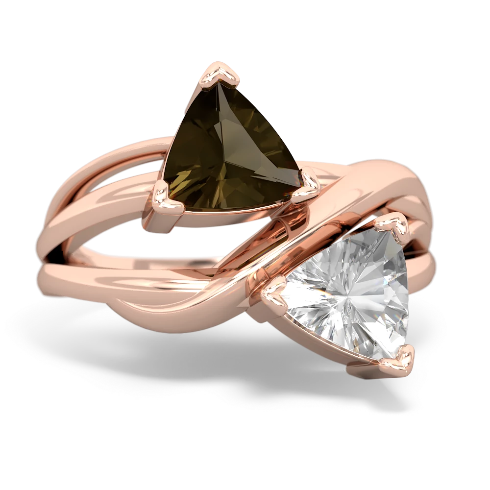 Smoky Quartz Split Band Swirl 14K Rose Gold ring R2341