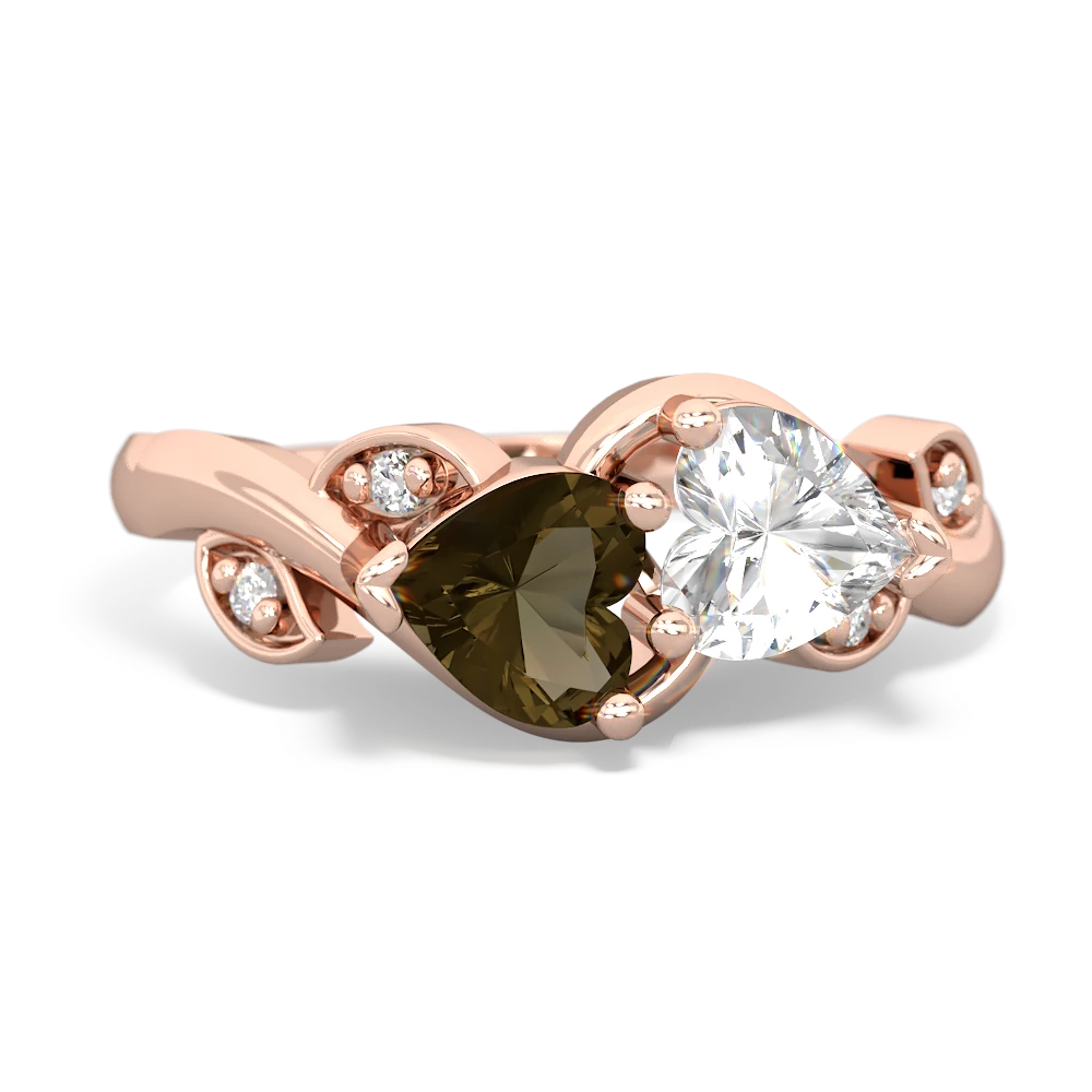 Smoky Quartz Floral Elegance 14K Rose Gold ring R5790