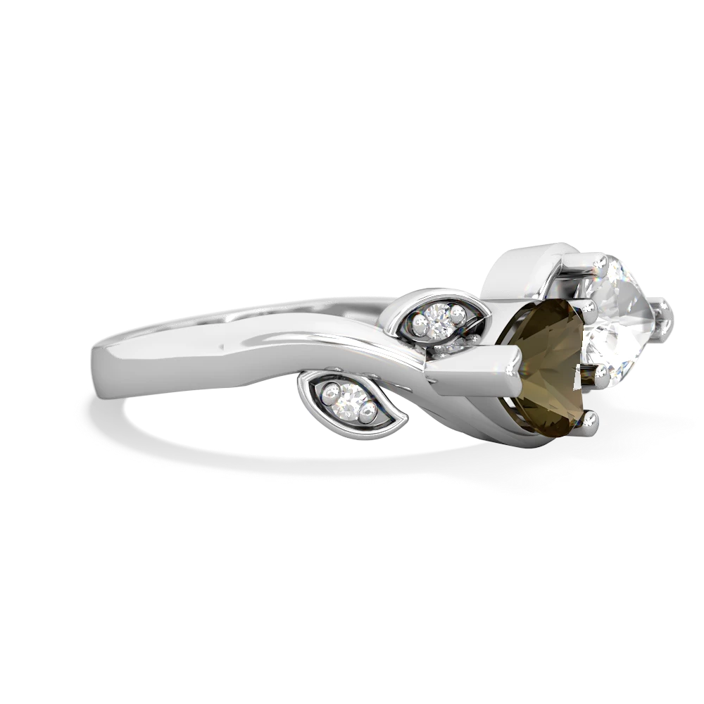 Smoky Quartz Floral Elegance 14K White Gold ring R5790