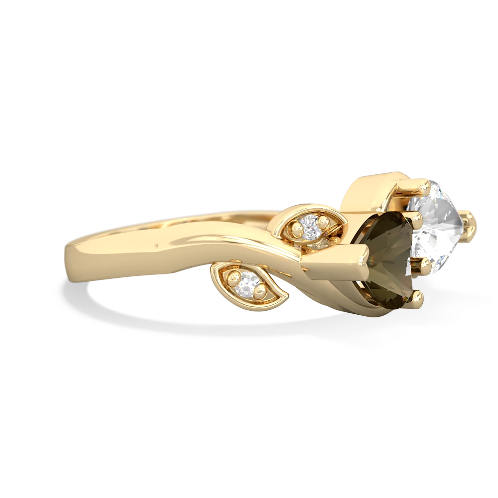 Smoky Quartz Floral Elegance 14K Yellow Gold ring R5790