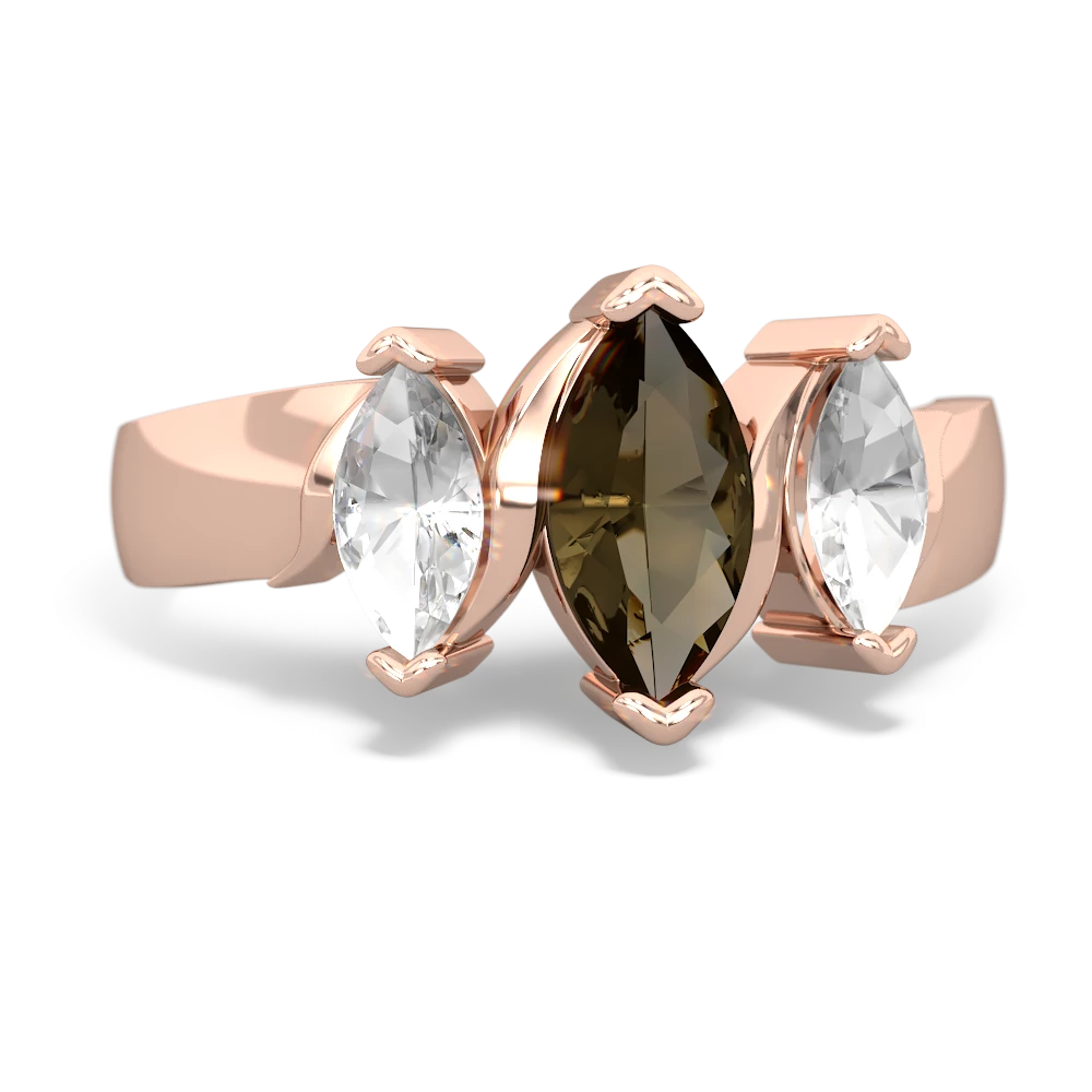 Smoky Quartz Three Peeks 14K Rose Gold ring R2433