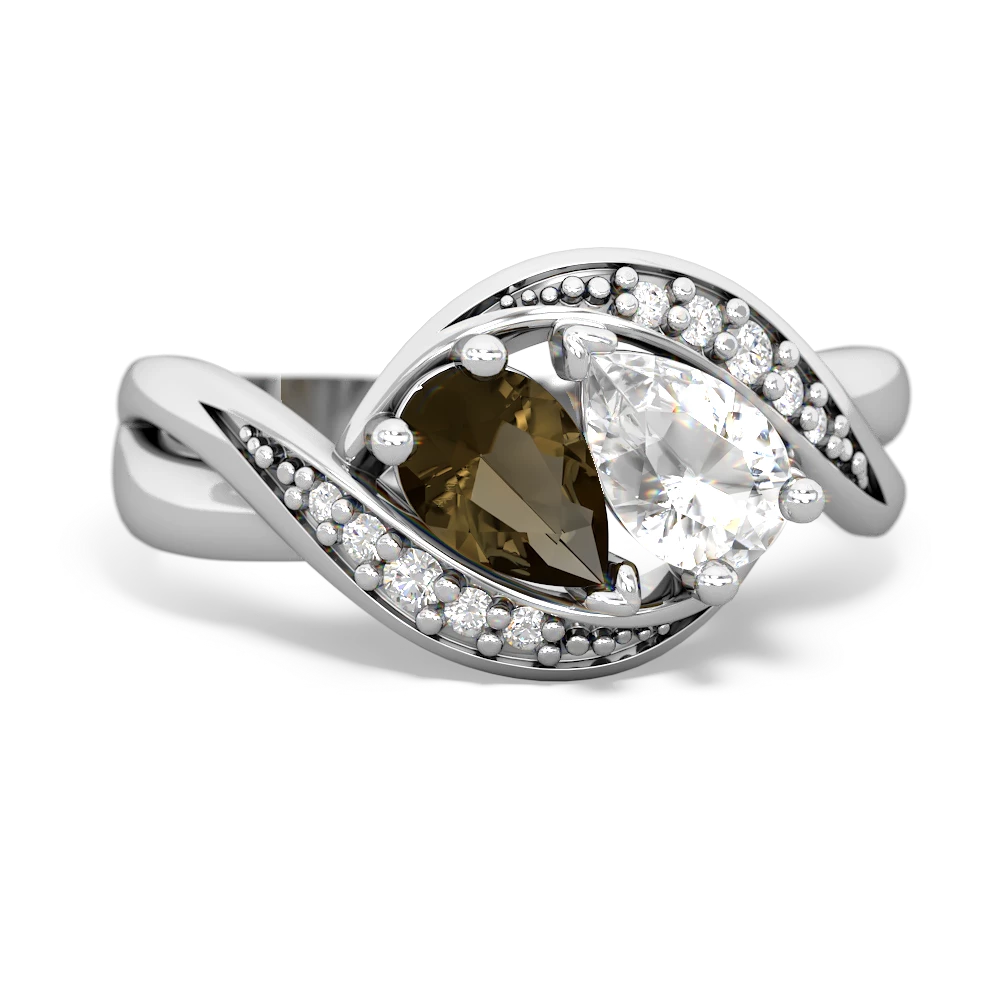 Smoky Quartz Summer Winds 14K White Gold ring R5342