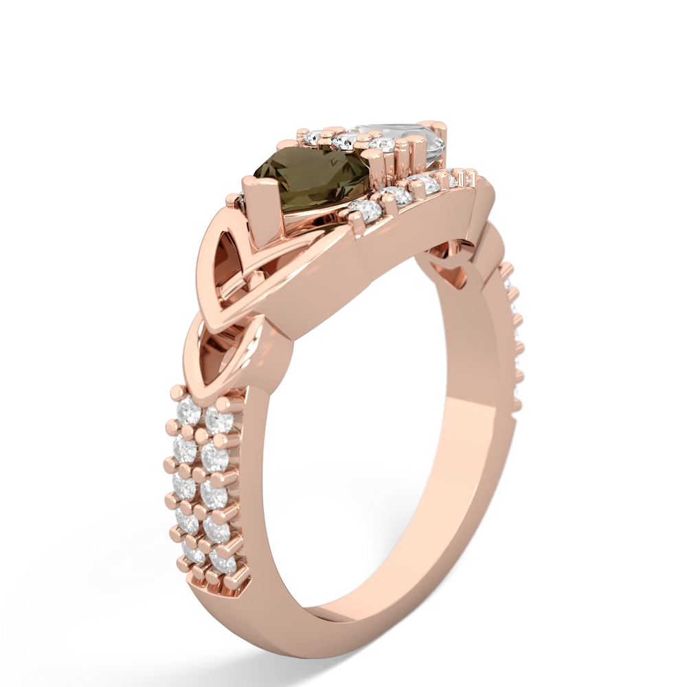 Smoky Quartz Sparkling Celtic Knot 14K Rose Gold ring R2645