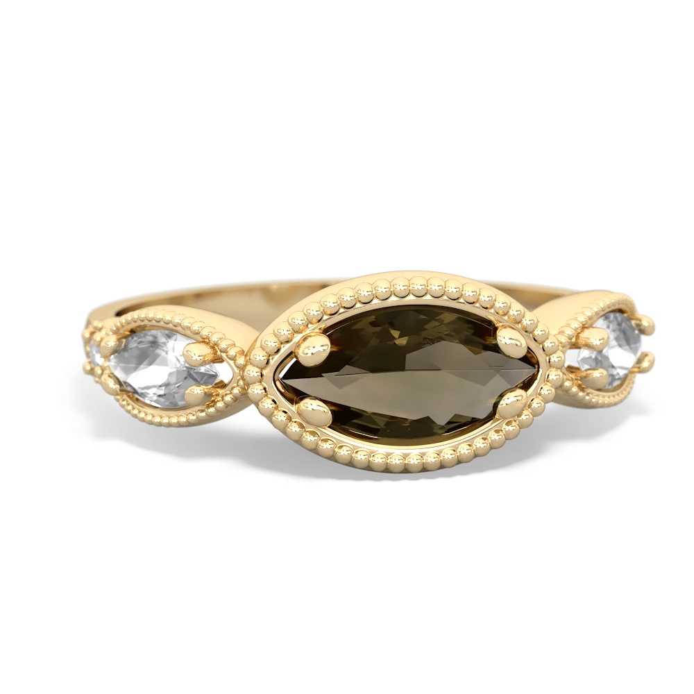 Smoky Quartz Milgrain Marquise 14K Yellow Gold ring R5700