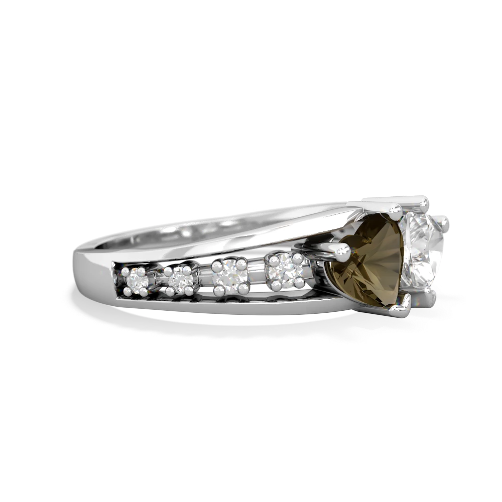 Smoky Quartz Heart To Heart 14K White Gold ring R3342