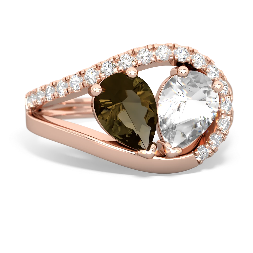 Smoky Quartz Nestled Heart Keepsake 14K Rose Gold ring R5650