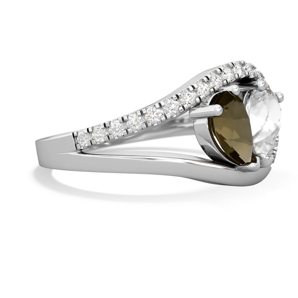 Smoky Quartz Nestled Heart Keepsake 14K White Gold ring R5650