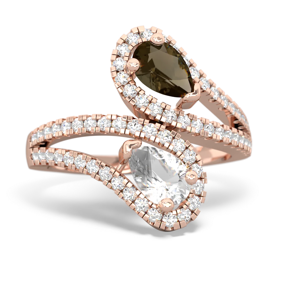 Smoky Quartz Diamond Dazzler 14K Rose Gold ring R3000