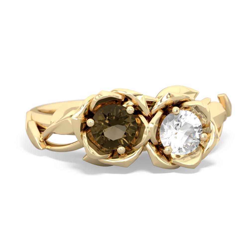 Smoky Quartz Rose Garden 14K Yellow Gold ring R5510