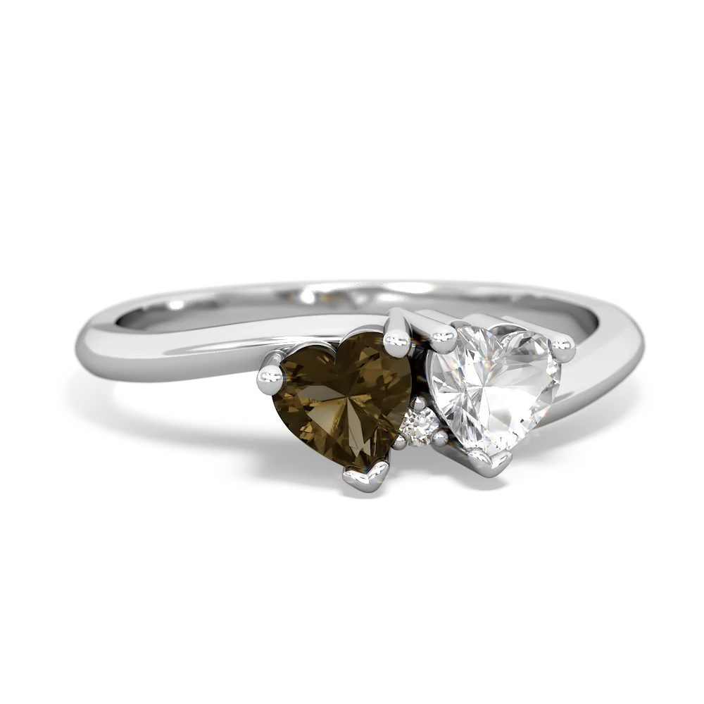 Smoky Quartz Sweethearts 14K White Gold ring R5260