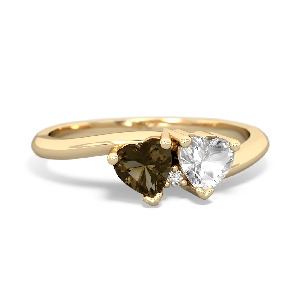 Smoky Quartz Sweethearts 14K Yellow Gold ring R5260