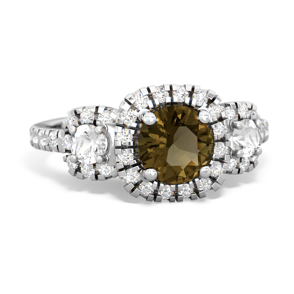 Smoky Quartz Regal Halo 14K White Gold ring R5350