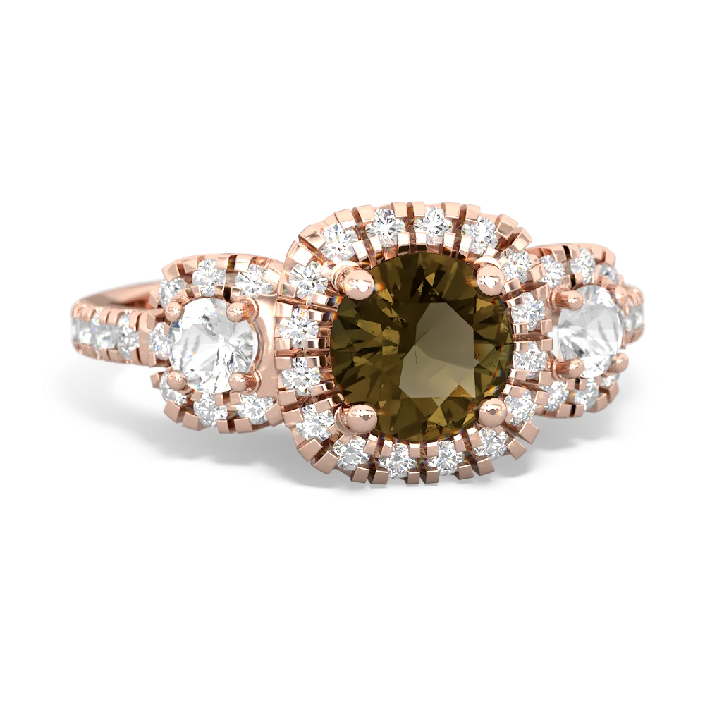 Smoky Quartz Regal Halo 14K Rose Gold ring R5350