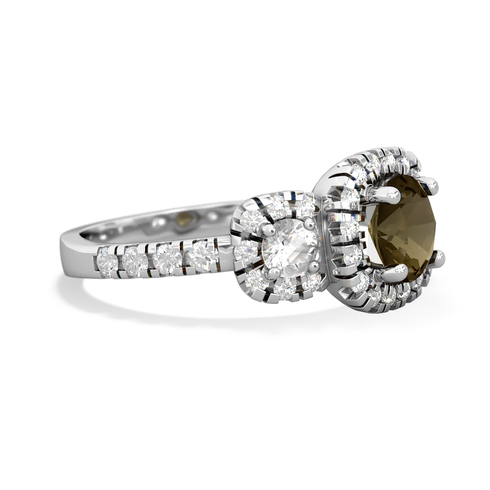 Smoky Quartz Regal Halo 14K White Gold ring R5350