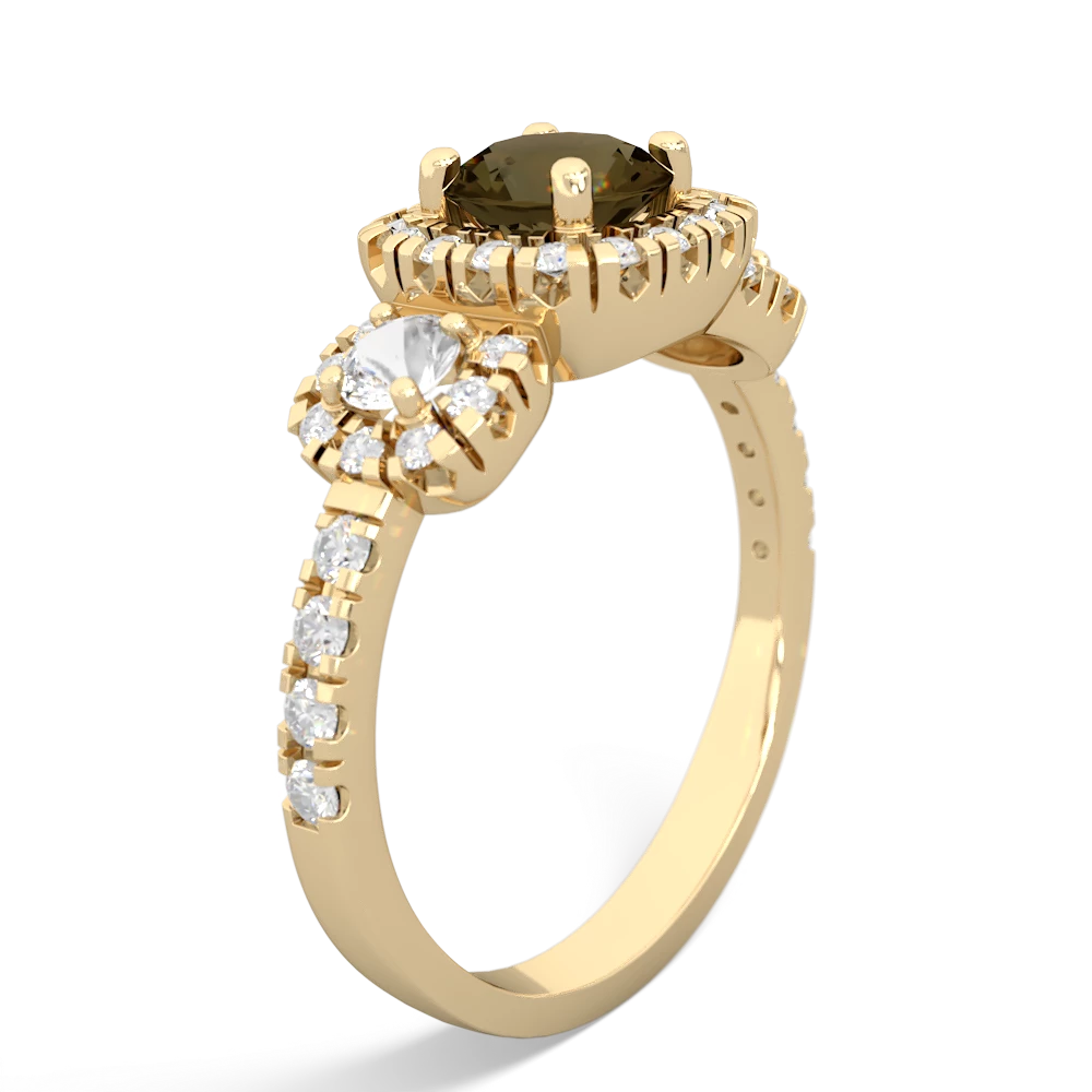 Smoky Quartz Regal Halo 14K Yellow Gold ring R5350