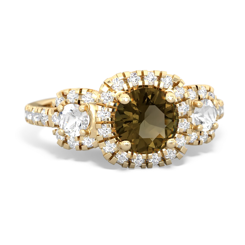 Smoky Quartz Regal Halo 14K Yellow Gold ring R5350