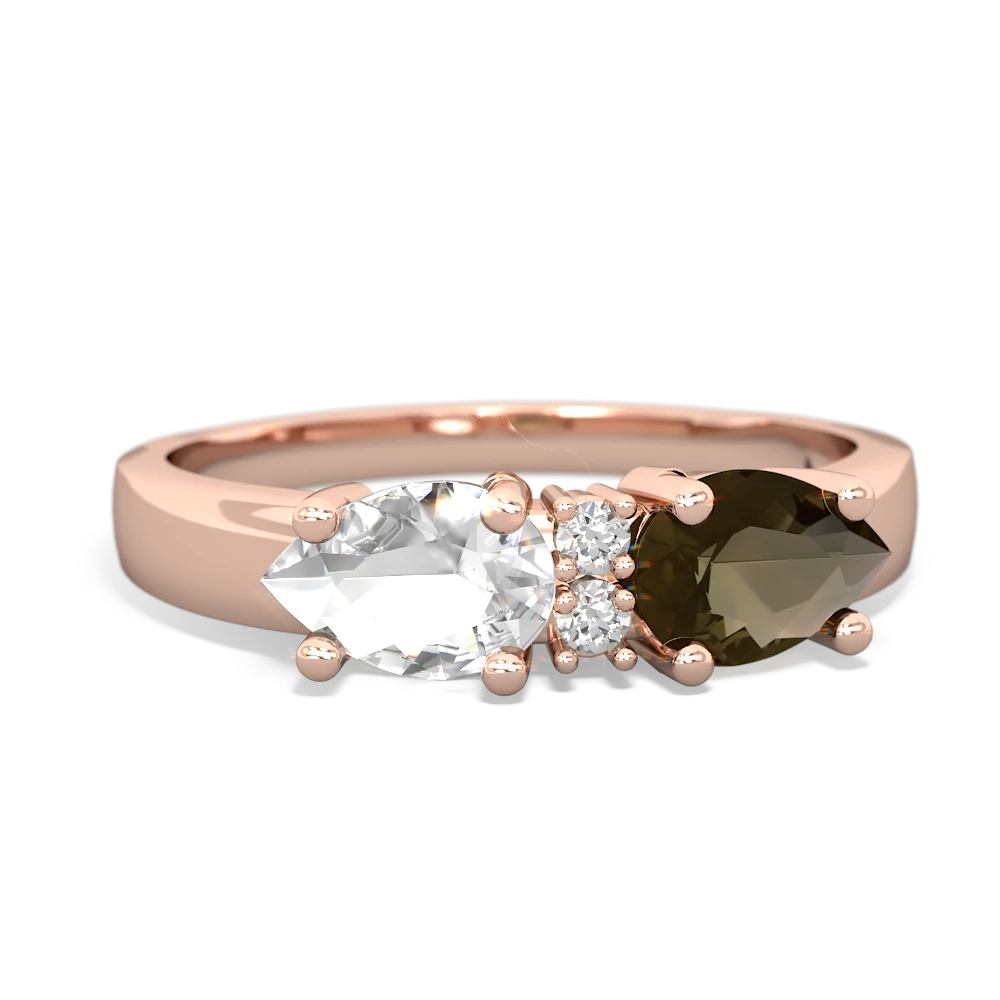 Smoky Quartz Pear Bowtie 14K Rose Gold ring R0865