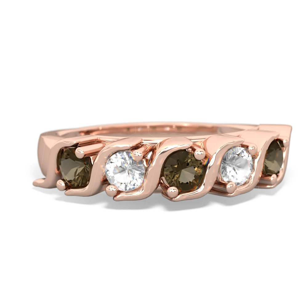 Smoky Quartz Anniversary Band 14K Rose Gold ring R2089