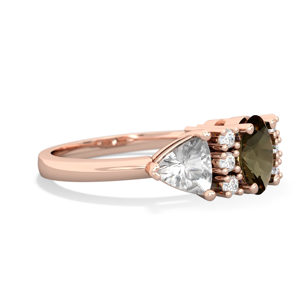 Smoky Quartz Antique Style Three Stone 14K Rose Gold ring R2186