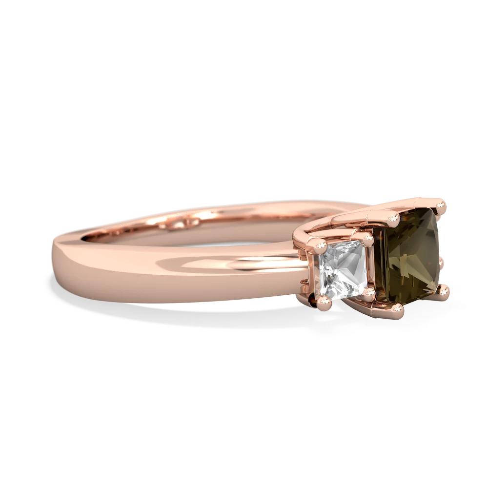 Smoky Quartz Three Stone Trellis 14K Rose Gold ring R4015