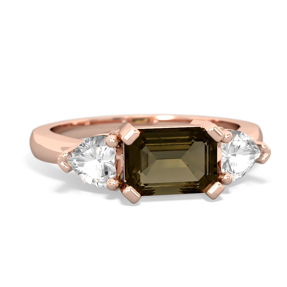 Smoky Quartz Three Stone 14K Rose Gold ring R5235