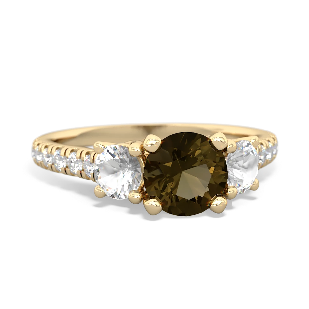 Smoky Quartz Pave Trellis 14K Yellow Gold ring R5500