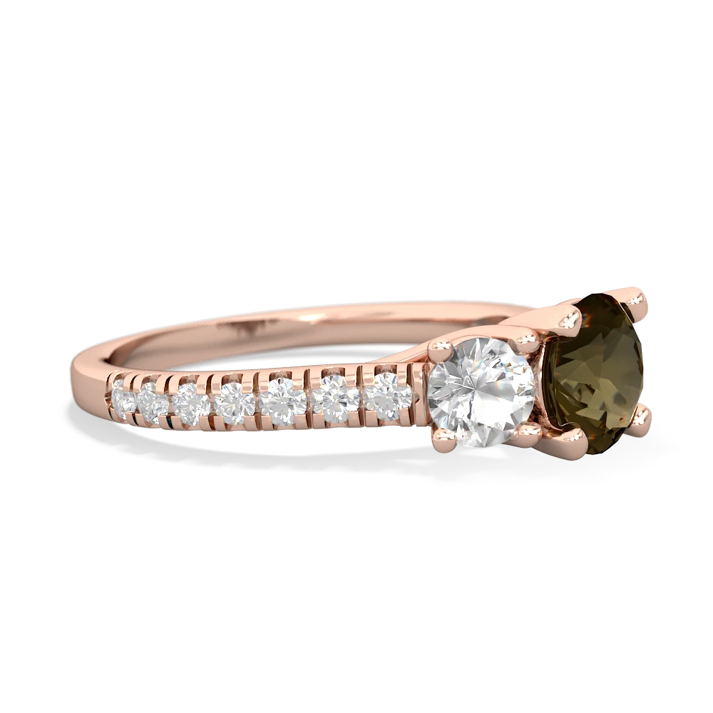 Smoky Quartz Pave Trellis 14K Rose Gold ring R5500