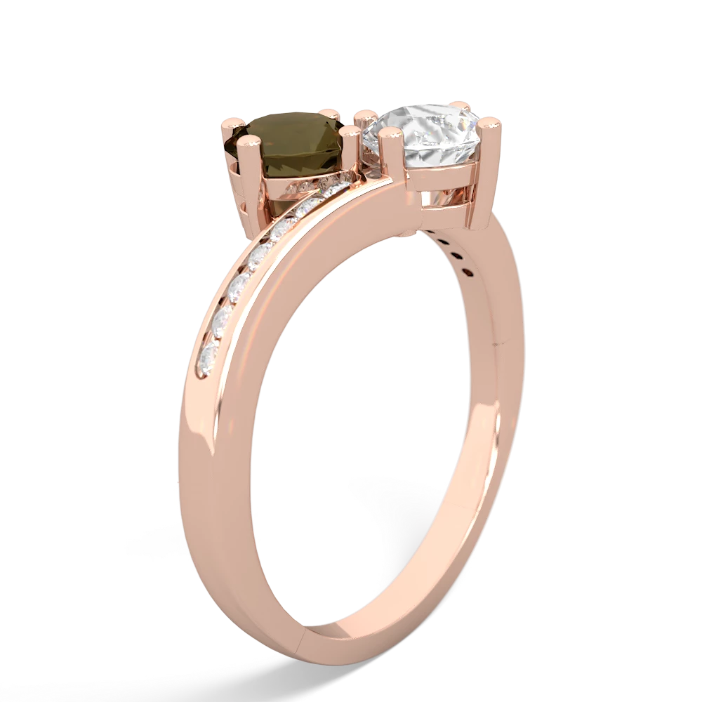 Smoky Quartz Channel Set Two Stone 14K Rose Gold ring R5303