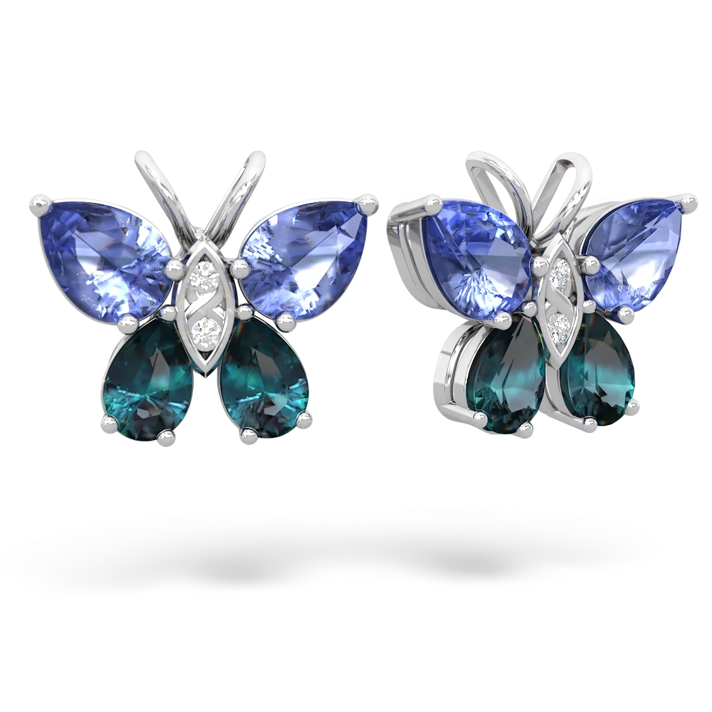 Tanzanite Butterfly 14K White Gold earrings E2215