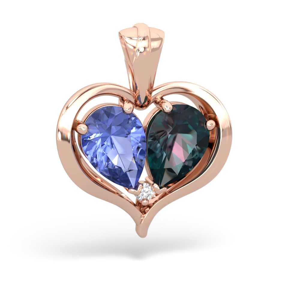 Tanzanite Two Become One 14K Rose Gold pendant P5330