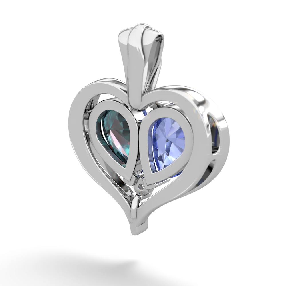 Tanzanite Two Become One 14K White Gold pendant P5330