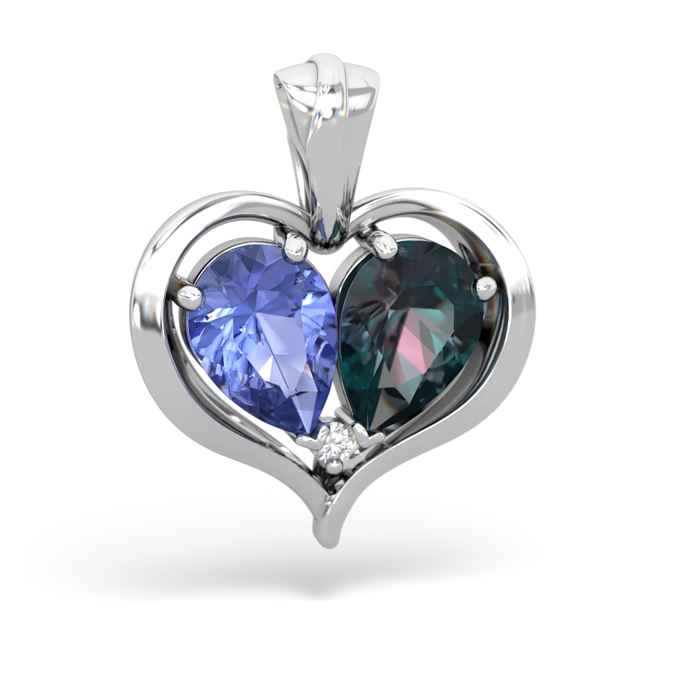 Tanzanite Two Become One 14K White Gold pendant P5330