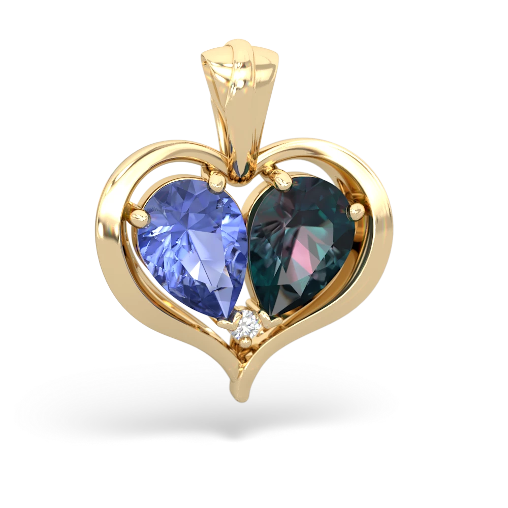 Tanzanite Two Become One 14K Yellow Gold pendant P5330